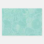 Muschel am Küstenmeer Aquamarin Grün Weiß Decoupag Geschenkpapier Set (Vorderseite 2)