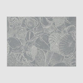 Muschel am Küstenmeer Grau-Weiß-Decoupage Seidenpapier