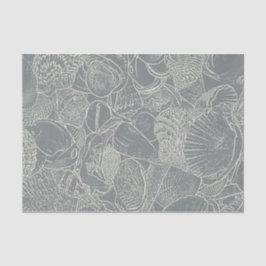 Muschel am Küstenmeer Grau-Weiß-Decoupage Seidenpapier