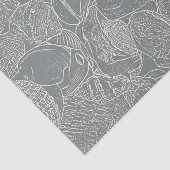 Muschel am Küstenmeer Grau-Weiß-Decoupage Seidenpapier (Ausschnitt)