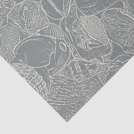Muschel am Küstenmeer Grau-Weiß-Decoupage Seidenpapier (Ausschnitt)