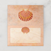 Muschel am Strand Elegante Hochzeitsfeier Verlobun Platzkarte (Außenseite Aufgefaltet)
