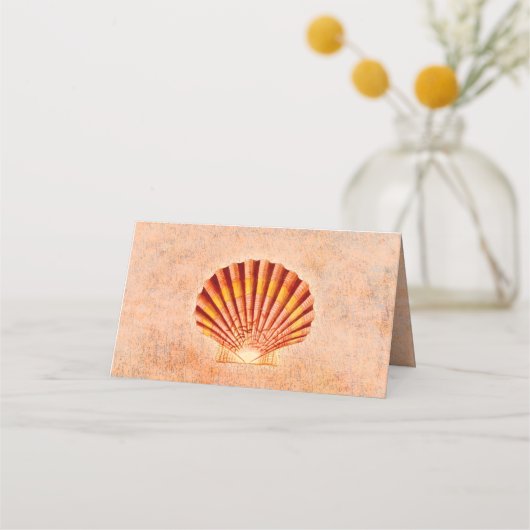 Muschel am Strand Elegante Hochzeitsfeier Verlobun Platzkarte (Rückseite)