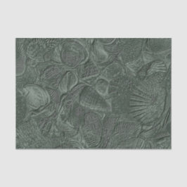 Muschel am Ufer des dunklen Sandstrandes Grüne Met Seidenpapier