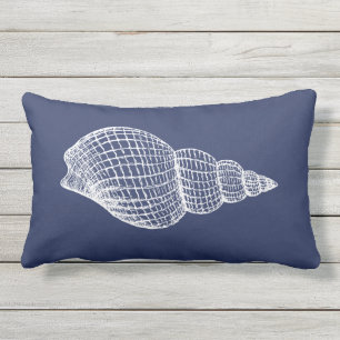 Muschel an der Küste Navy Blue White Outdoor Lumba Kissen Für Draußen