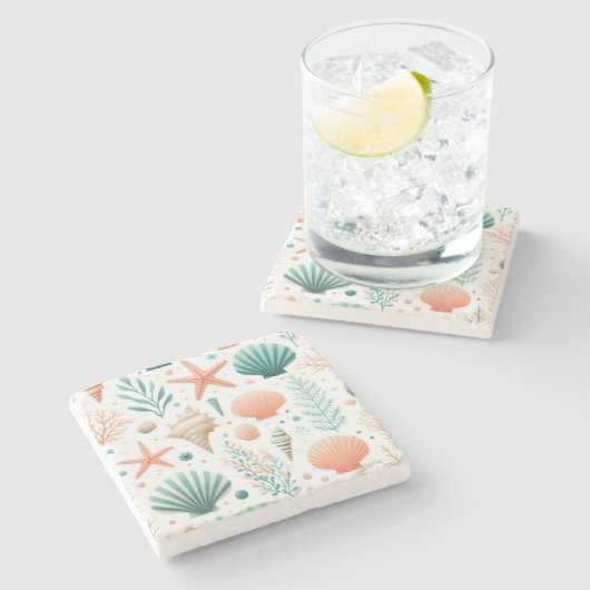 Muschel an Küsten Steinuntersetzer (Seitenansicht)