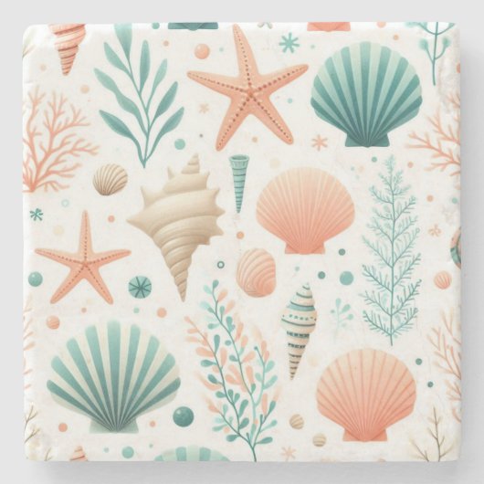 Muschel an Küsten Steinuntersetzer (Vorderseite)