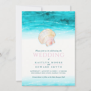 Muschel Aquarell Hochzeit Aqua Rosa Einladung