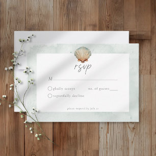 Muschel-Aquarell-Minimalist-Strandhochzeit RSVP Karte