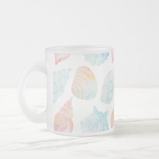 Muschel Aquarellfarben Monogramm Mattiertes Glas K Mattglastasse (Links)