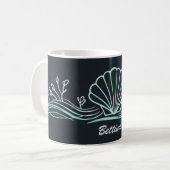 Muschel auf dunklem Grün Kaffeetasse (Vorderseite Links)