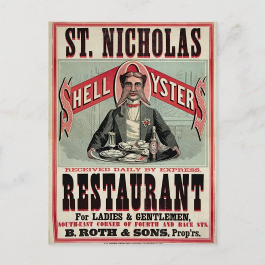 Muschel Austern Vintage Werbung Postkarte (Vorderseite)