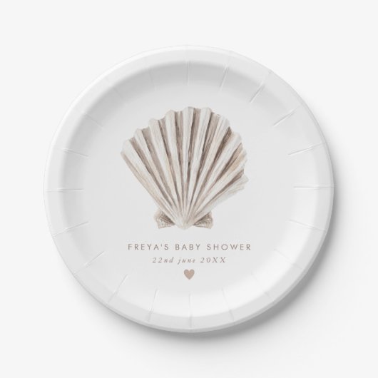 Muschel Babydusche Pappteller (Vorderseite)