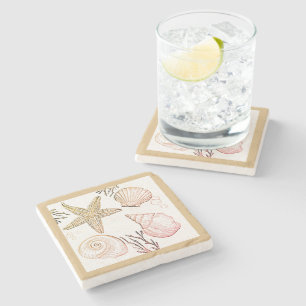 Muschel Beach Beige neutrale Muscheln Kissen Kisse Steinuntersetzer