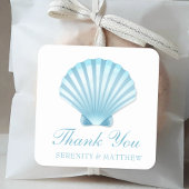 Muschel Beach Blue Nautical Wedding Vielen Dank Quadratischer Aufkleber