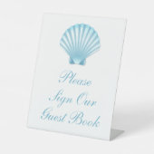 Muschel Beach Nautical Blue Wedding Gästebuch Sockelschild (Vorderseite)