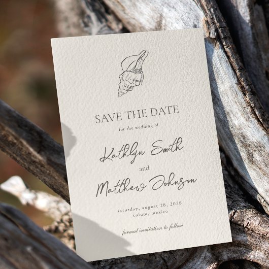 Muschel Beach Ocean Minimalistische Hochzeit in Ur Save The Date
