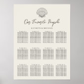 Muschel Beach Ocean Wedding 12 Table Seating Chart Poster (Vorne)