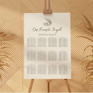Muschel Beach Ocean Wedding 12 Table Seating Chart Poster