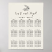 Muschel Beach Ocean Wedding 12 Table Seating Chart Poster (Vorne)