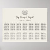 Muschel Beach Ocean Wedding 14 Table Seating Chart Poster (Vorne)