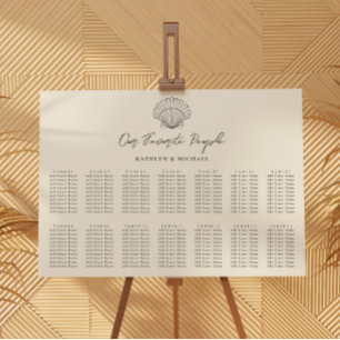 Muschel Beach Ocean Wedding 14 Table Seating Chart Poster