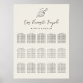 Muschel Beach Ocean Wedding 15 Table Seating Chart Poster (Vorne)