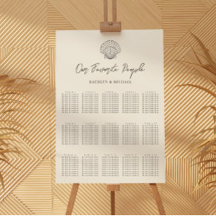 Muschel Beach Ocean Wedding 15 Table Seating Chart Poster