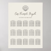 Muschel Beach Ocean Wedding 15 Table Seating Chart Poster (Vorne)