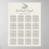 Muschel Beach Ocean Wedding 16 Table Seating Chart Poster (Vorne)