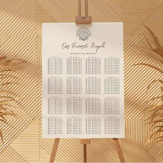 Muschel Beach Ocean Wedding 16 Table Seating Chart Poster