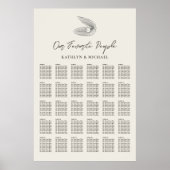 Muschel Beach Ocean Wedding 30 Table Seating Chart Poster (Vorne)