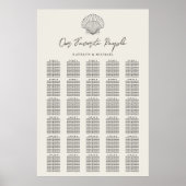 Muschel Beach Ocean Wedding 30 Table Seating Chart Poster (Vorne)