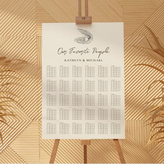 Muschel Beach Ocean Wedding 30 Table Seating Chart Poster