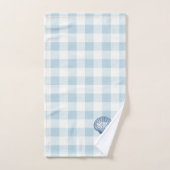 Muschel Blau Karo Gingham Muster Badehandtuch Set (Handtuch)