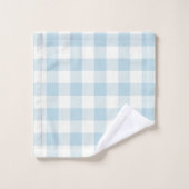 Muschel Blau Karo Gingham Muster Badehandtuch Set (Waschlappen)