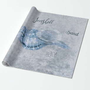 Muschel Blau Vintage Antik Strand Ephemera Geschenkpapier