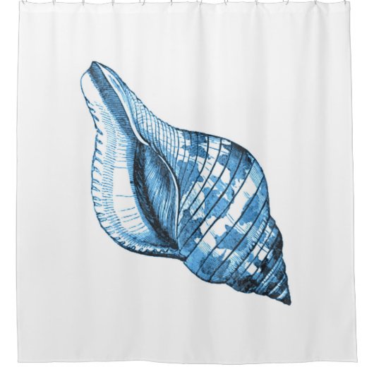 Muschel blaue Küstenwasserfarbe Duschvorhang (Vorderseite)
