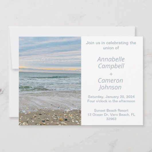 Muschel Blue Beach Hochzeit Einladung (Vorderseite)