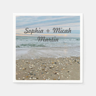 Muschel Blue Beach Hochzeitsnapkins Serviette
