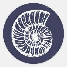 Muschel Blue Beach Wedding Rustic Sea Snail Runder Aufkleber
