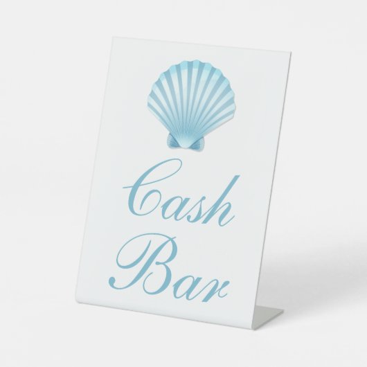 Muschel Blue Nautical Beach Elegante Hochzeit Bar Sockelschild (Vorderseite)