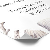 Muschel Coral Beach Hochzeitsfavoriten Schild (Ecke)