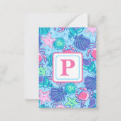 Muschel Crab Ocean Monogram Preppy Mitteilungskarte (Rückseite)