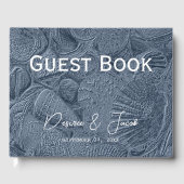 Muschel Dark Dusty Blue Moderner Küstenstrand Gästebuch (Vorderseite)