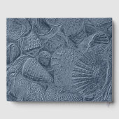 Muschel Dark Dusty Blue Moderner Küstenstrand Gästebuch (Rückseite)