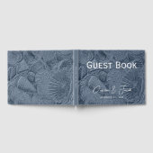 Muschel Dark Dusty Blue Moderner Küstenstrand Gästebuch (Voll)