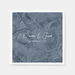 Muschel Dark Dusty Blue Moderner Küstenstrand Serviette