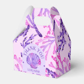 Muschel der Aquakultur und des Meeres in Rosa und  Geschenkschachtel (Rückseite)