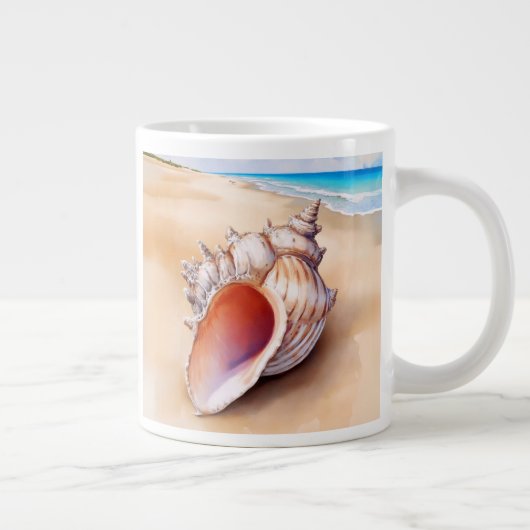 Muschel der Aquarellküche am Strand Jumbo-Tasse (Rechts)